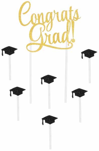 "Congrats Grad" Cake Topper - 7pc