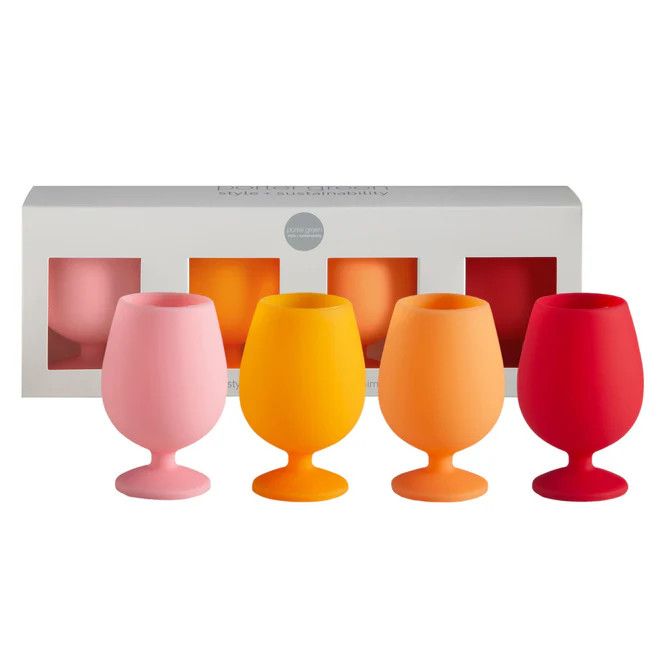 Wine Glass Set of 4 - Porter Green Silicone Glassware - Summer