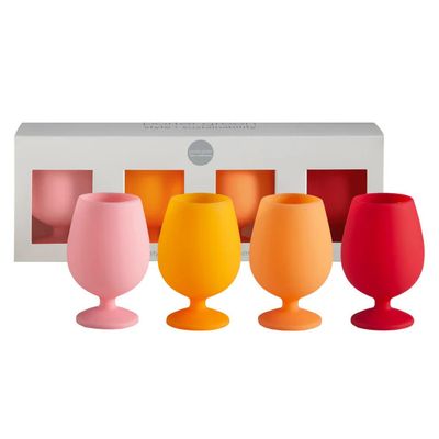 Wine Glass Set of 4 - Porter Green Silicone Glassware - Summer