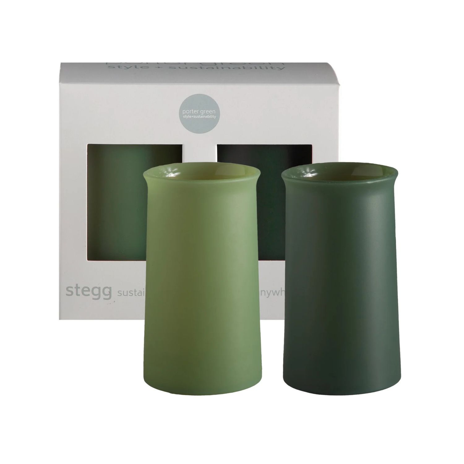 Highball Glasses Set of 2 - Porter Green Silicone Glassware - Sage &amp; Olive