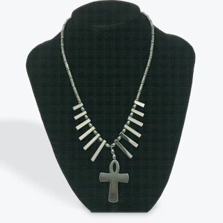 Black cross hematite necklace