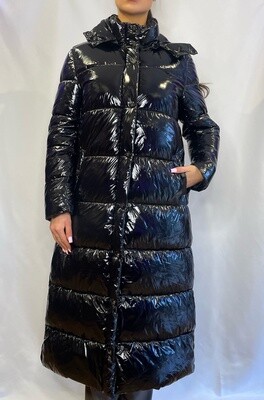 Shiny black puffed coat