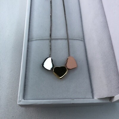SKU:Three Tone Hearts Necklace