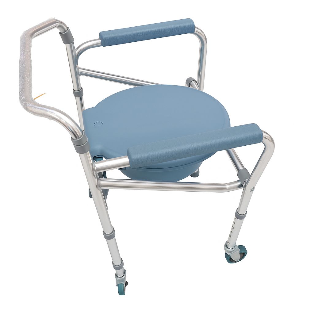 Commode chair with wheels