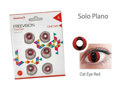 CONTACT LENSES CRAZY LENS RED 6 LENSES CAT EYE RED