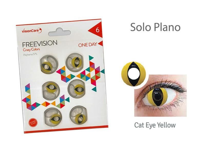 CONTACT LENSES CRAZY LENS YELLOW 6 LENSES CAT EYE YELLOW