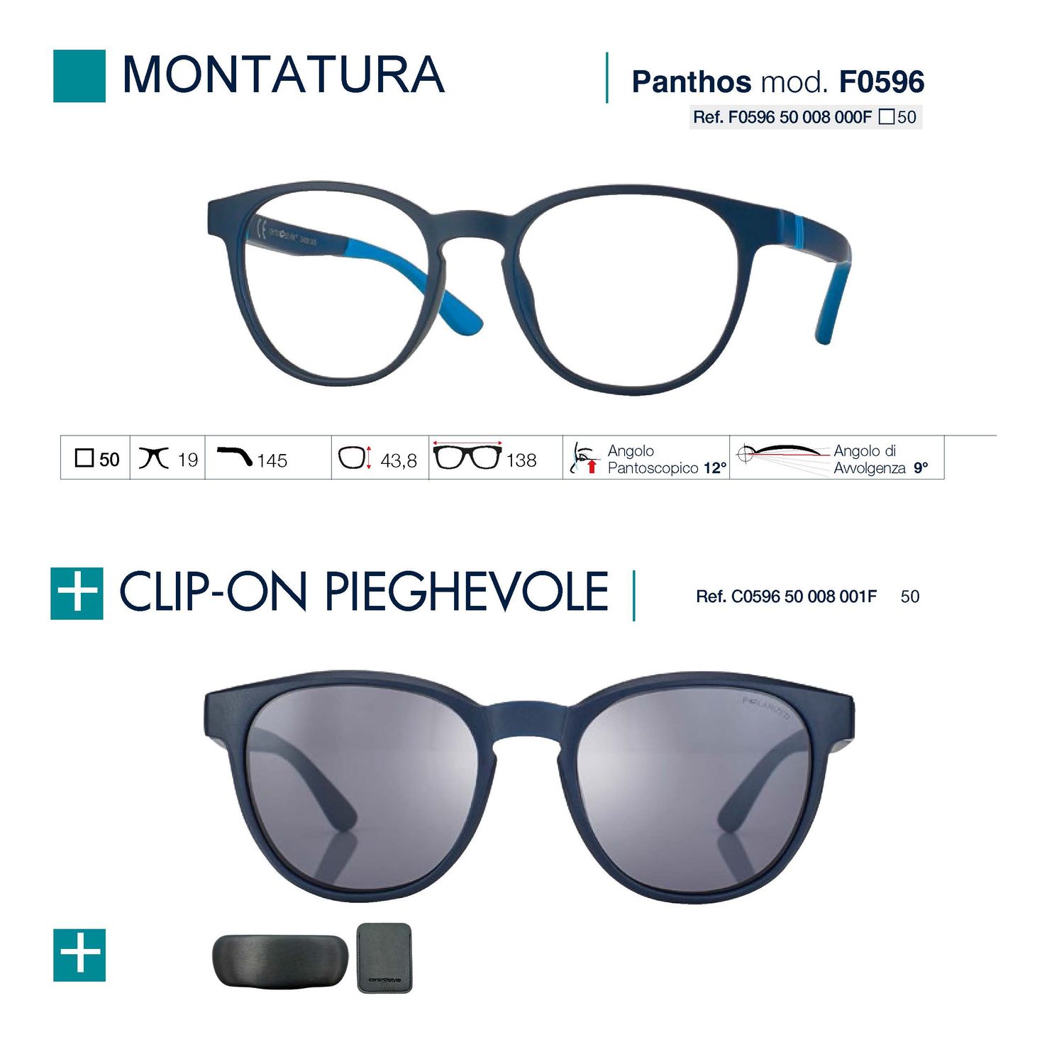 CENTROSTYLE Model F0596 prescription glasses with clip-on
