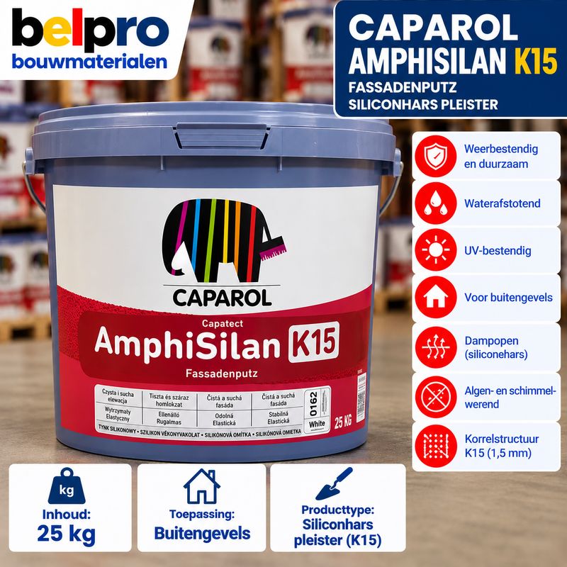 CAPAROL AMPHISILAN K15 – SILICONENHARS SIERPLEISTER (CREPI) – 1,5 MM – 25 KG