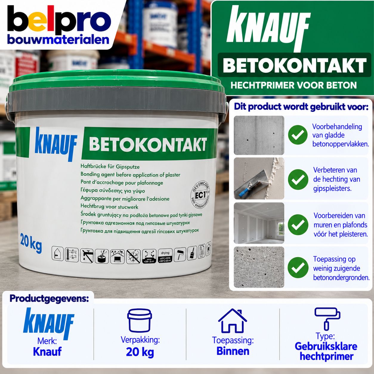 KNAUF BETOKONTAKT – KWARTSHOUDENDE BETONHECHTPRIMER