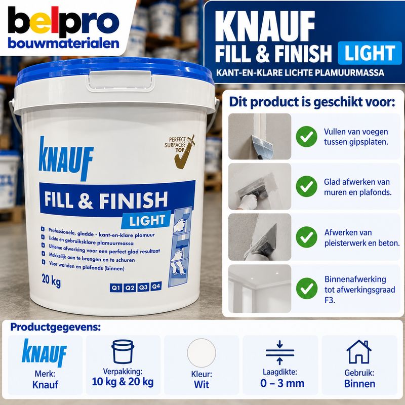 KNAUF FILL &amp; FINISH LIGHT – GEBRUIKSKLARE VOEG- EN AFWERKPASTA – WIT
