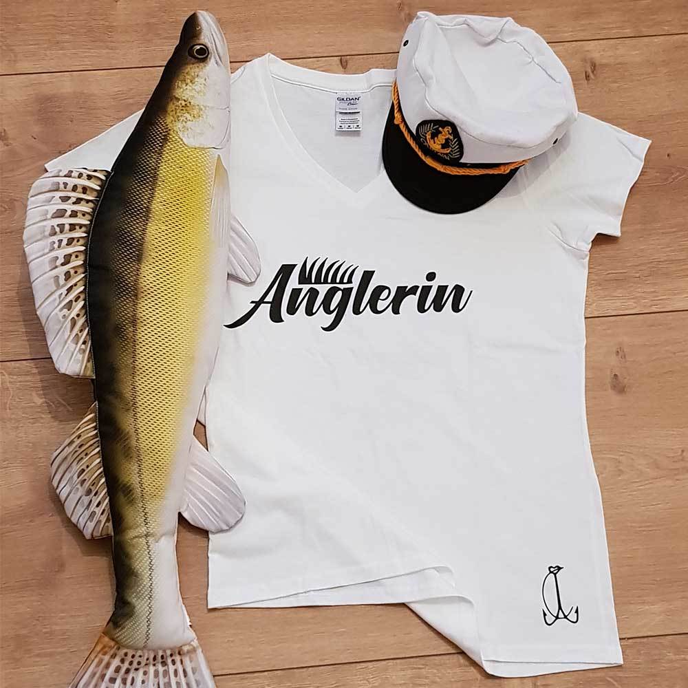 "Anglerin" Kinder T-Shirt Mädchen (Kindergröße 90 bis XXL)