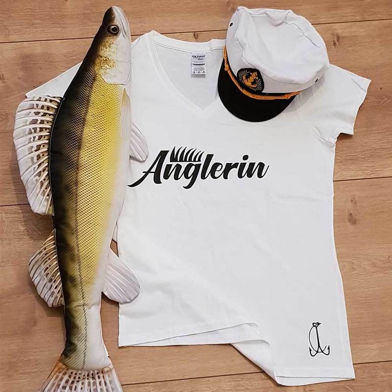 "Anglerin" Kinder T-Shirt Mädchen (Kindergröße 90 bis XXL)