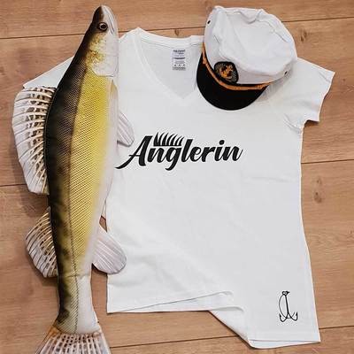 "Anglerin" Kinder T-Shirt Mädchen (Kindergröße 90 bis XXL)