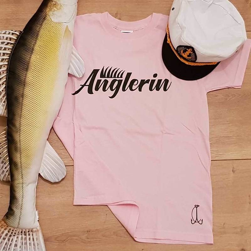 "Anglerin" Kinder T-Shirt Mädchen (Kindergröße 90 bis XXL)