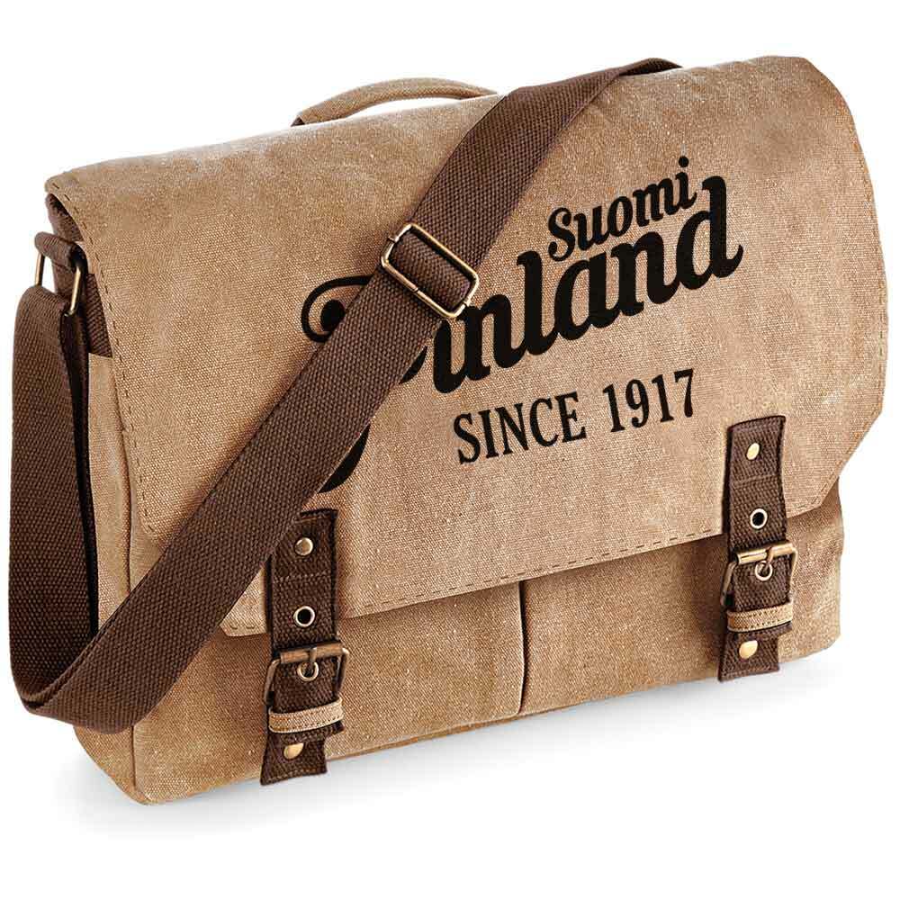 "Suomi Finland - since 1917" Premium Schultertasche im Vintagelook
