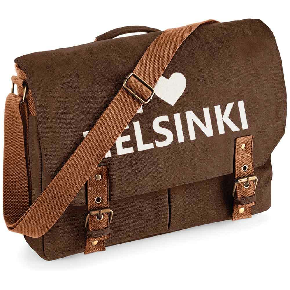 "I love Helsinki" Premium Schultertasche im Vintagelook M1-FT 92129