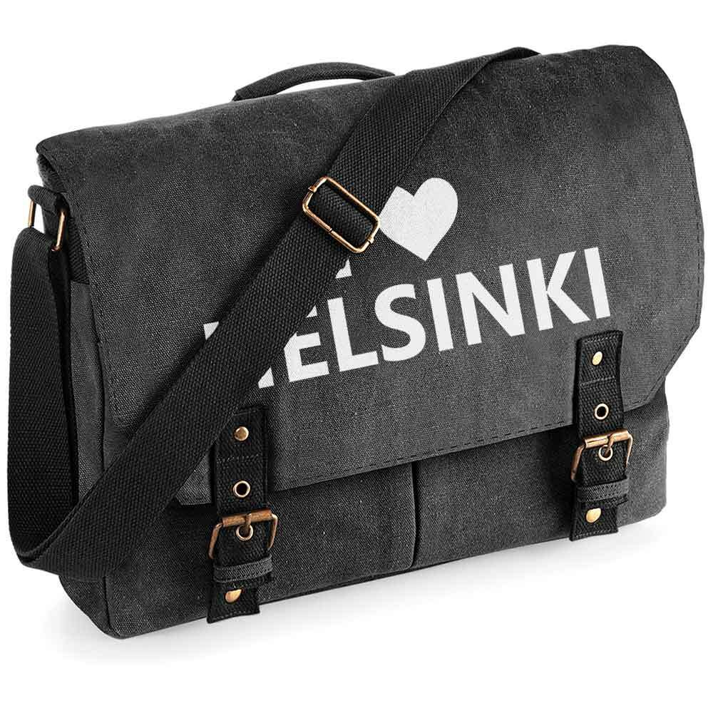 "I love Helsinki" Premium Schultertasche im Vintagelook