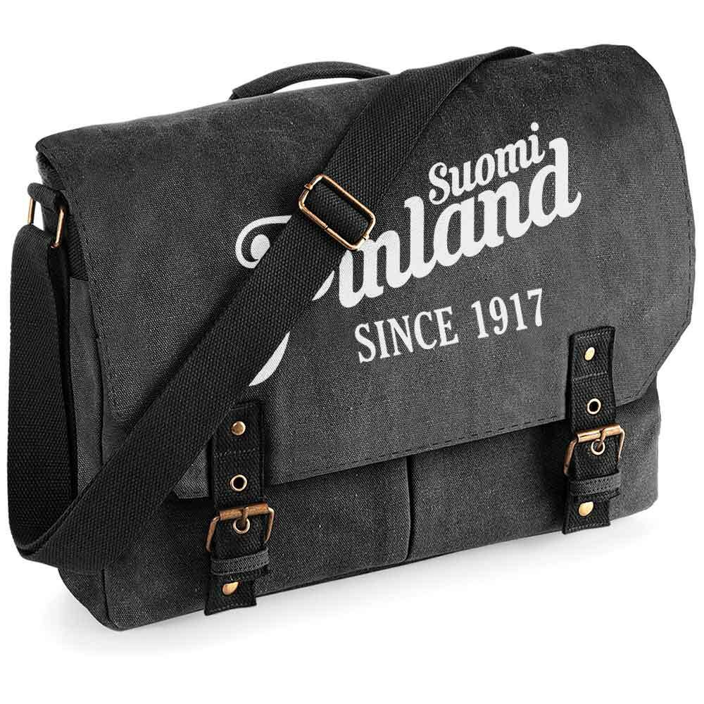 "Suomi Finland - since 1917" Premium Schultertasche im Vintagelook