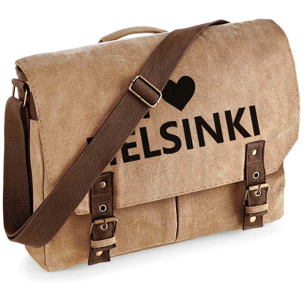"I love Helsinki" Premium Schultertasche im Vintagelook