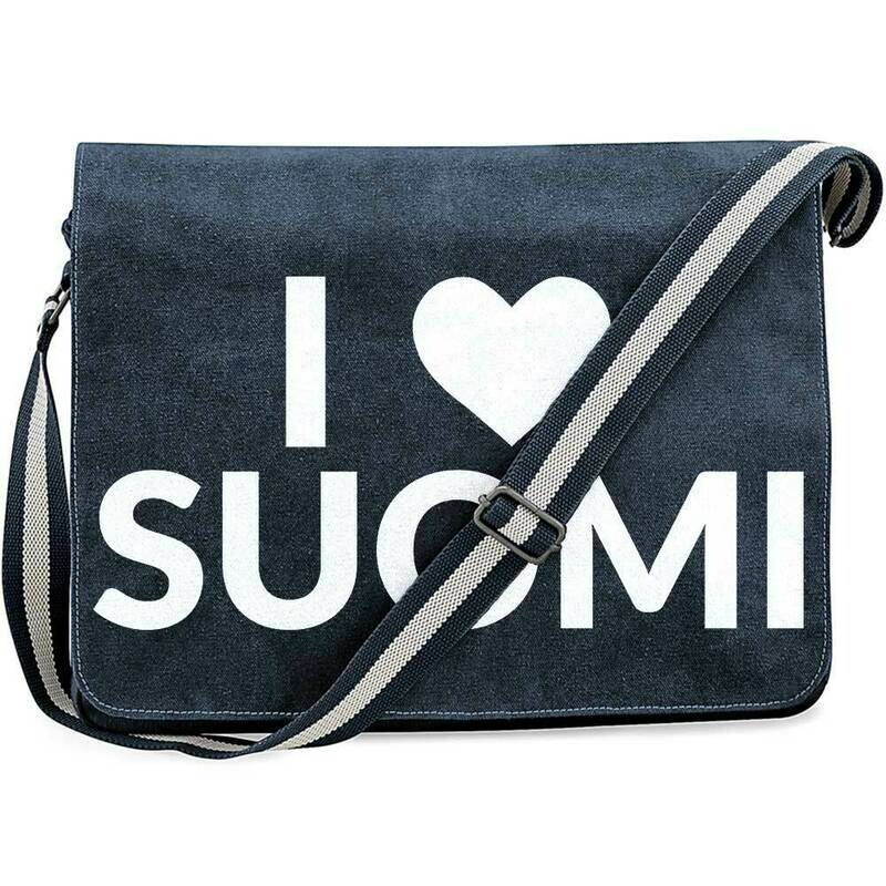 "I love Suomi" Premium Messengertasche im Vintagelook