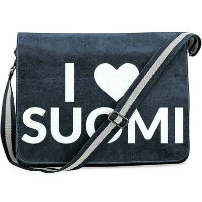 "I love Suomi" Premium Messengertasche im Vintagelook
