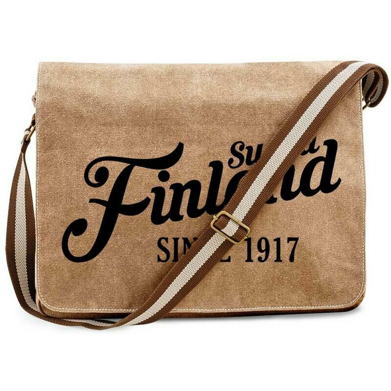 "Suomi Finland - since 1917" Premium Messengertasche im Vintagelook