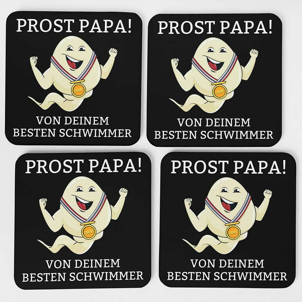 "Alles Gute Papa wünscht dein bester Schwimmer" Spermium Tasse (Variante: Blauer Henkel)