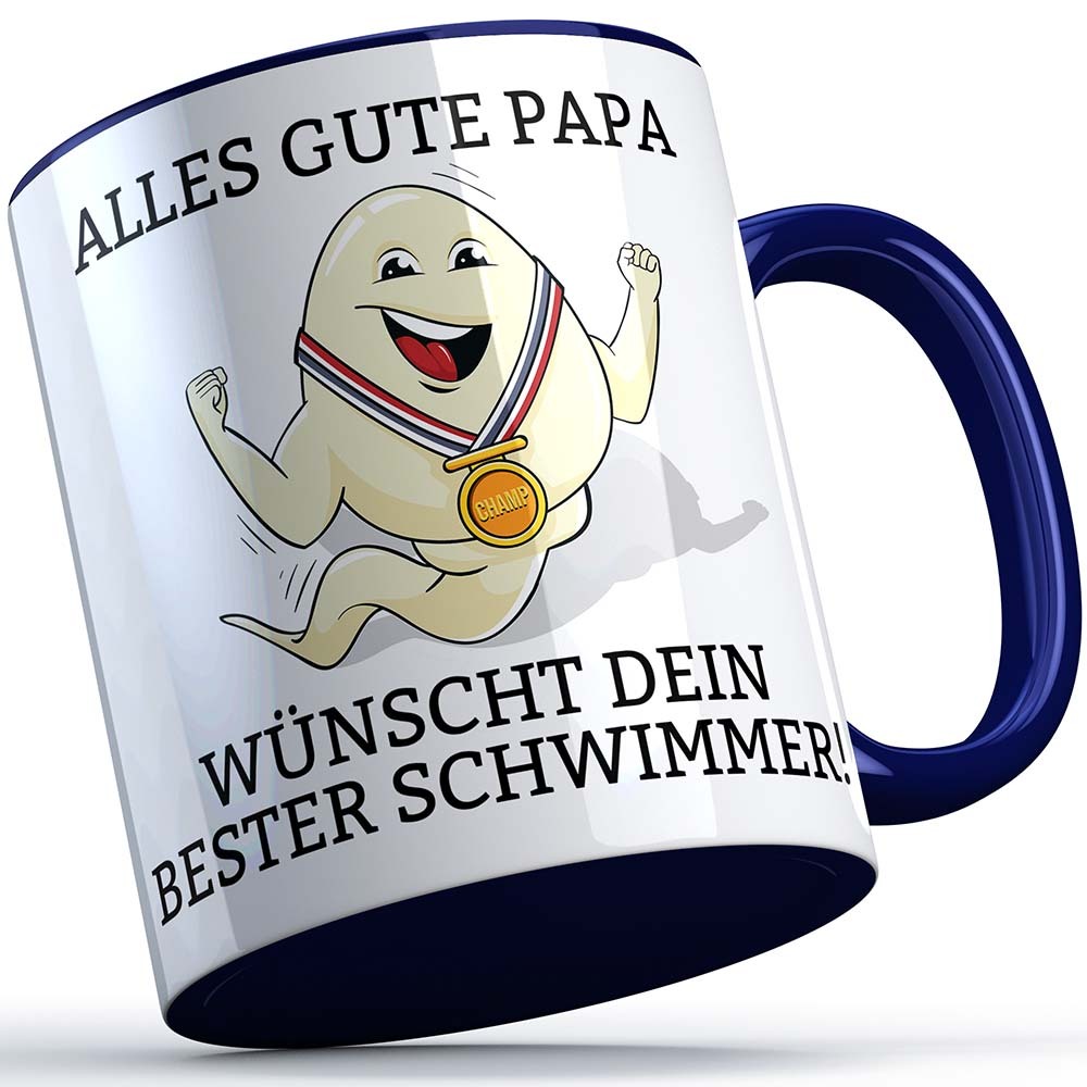 "Alles Gute Papa wünscht dein bester Schwimmer" Spermium Tasse (Verschiedene Varianten)