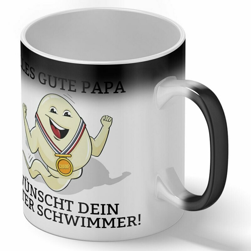 "Alles Gute Papa wünscht dein bester Schwimmer" Spermium Tasse (Variante: Zaubertasse mit Farbwechseleffekt)
