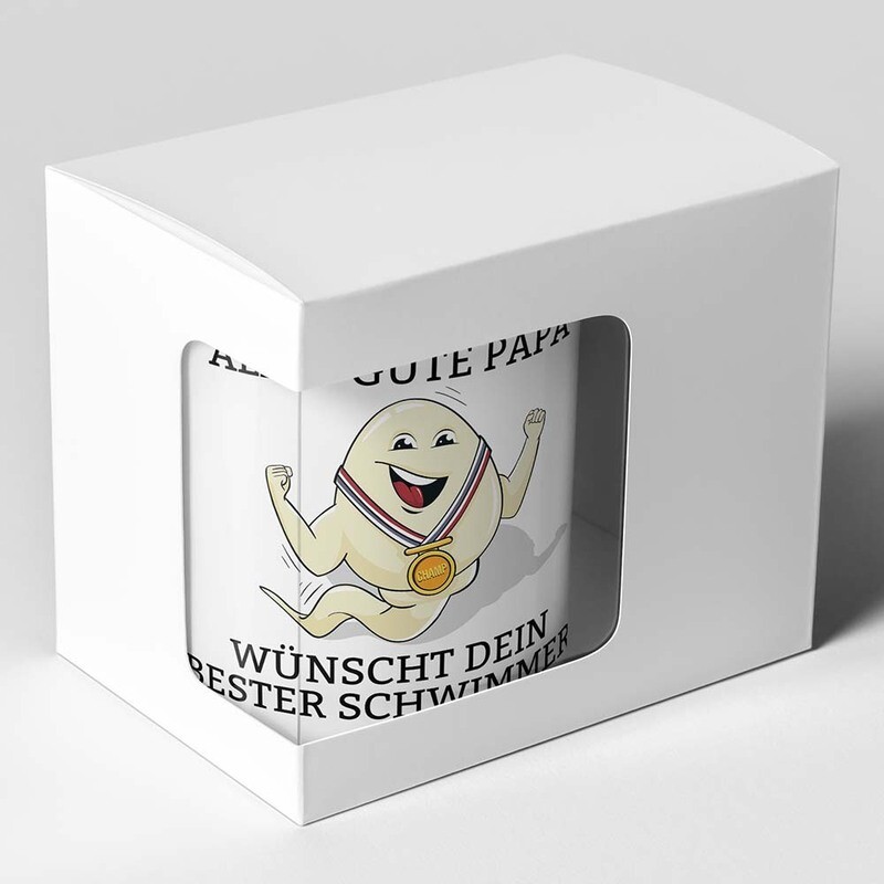 "Alles Gute Papa wünscht dein bester Schwimmer" Spermium Tasse (Variante: Schwarzer Henkel)