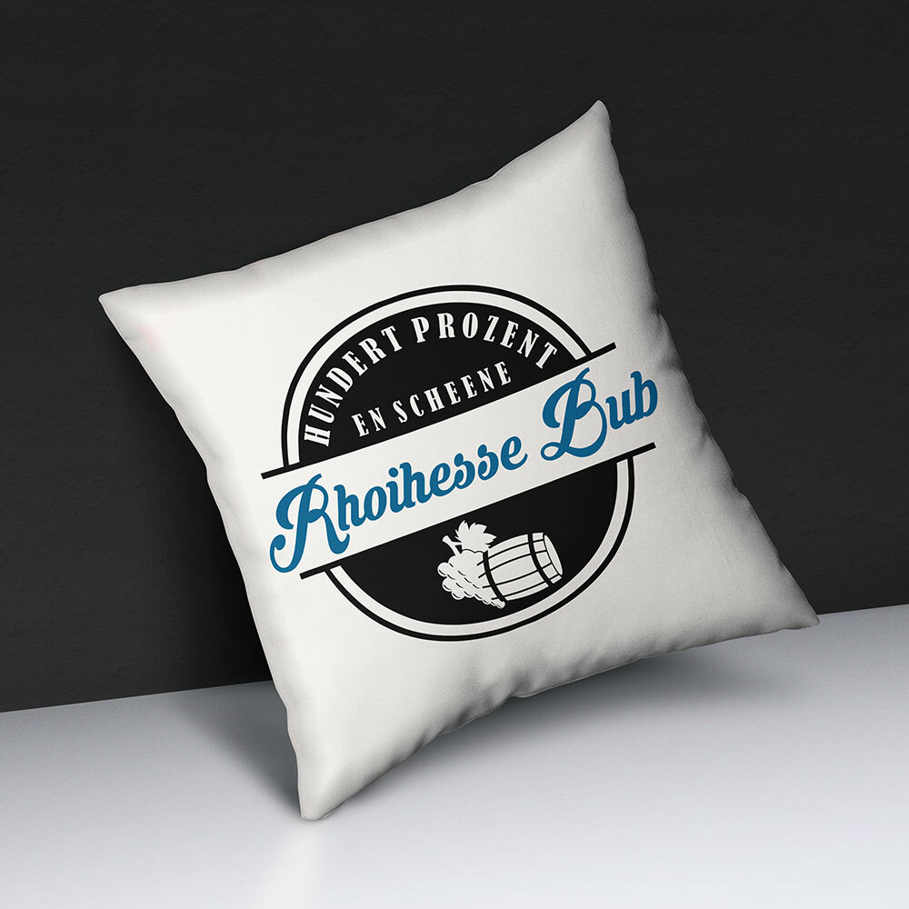 Satin Kissen "Hundert Prozent en scheene Rhoihesse Bub" M1-RHL 92173
