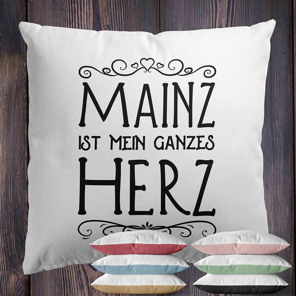 Two Tone Kissen "Mainz ist mein ganzes Herz" (Erhältlich in sechs Farben) M1-RHL 92184