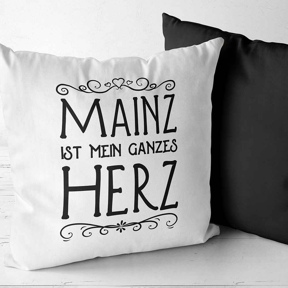 Two Tone Kissen "Mainz ist mein ganzes Herz" (Erhältlich in sechs Farben)