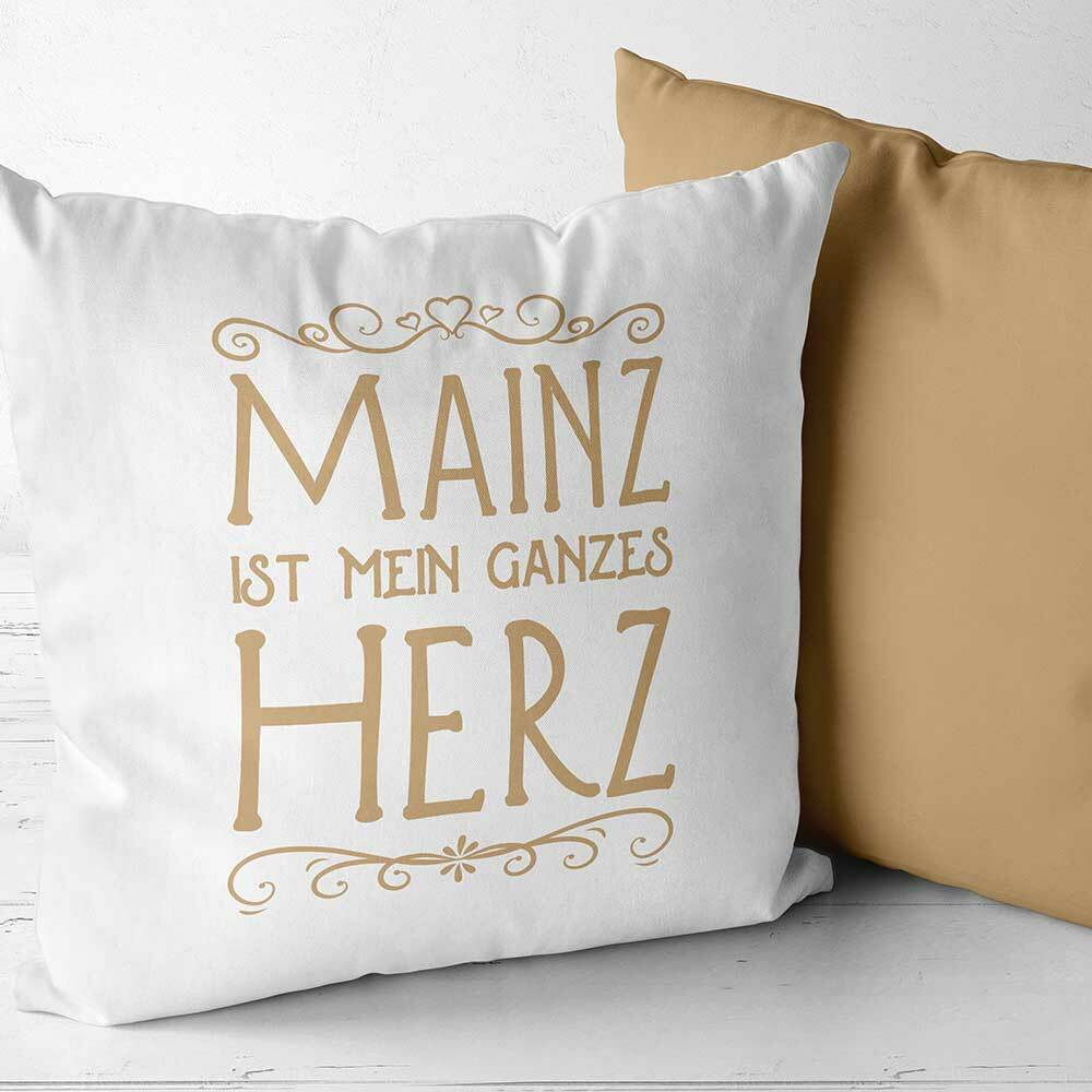 Two Tone Kissen "Mainz ist mein ganzes Herz" (Erhältlich in sechs Farben)