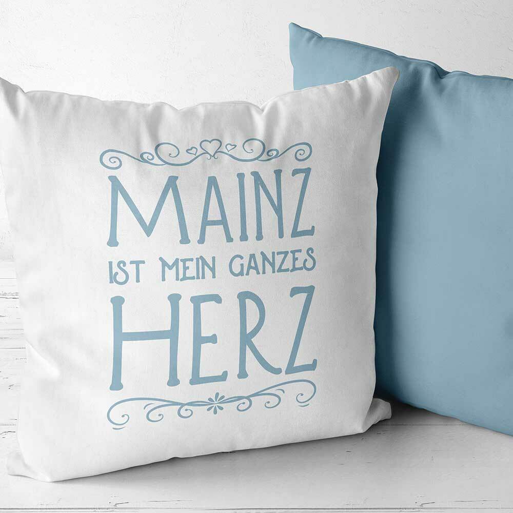 Two Tone Kissen "Mainz ist mein ganzes Herz" (Erhältlich in sechs Farben)