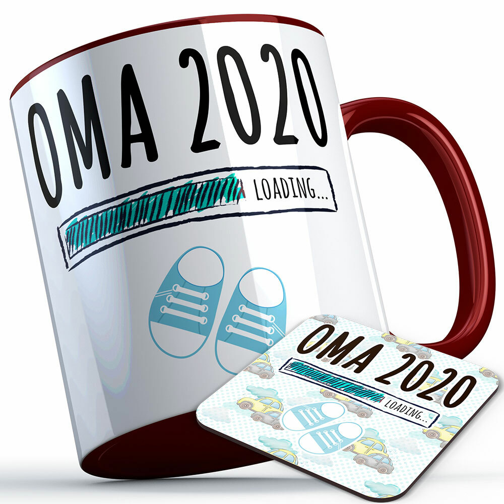 "Oma 2020 loading... (Junge)" Tasse inkl. passendem Untersetzer (4 Varianten)