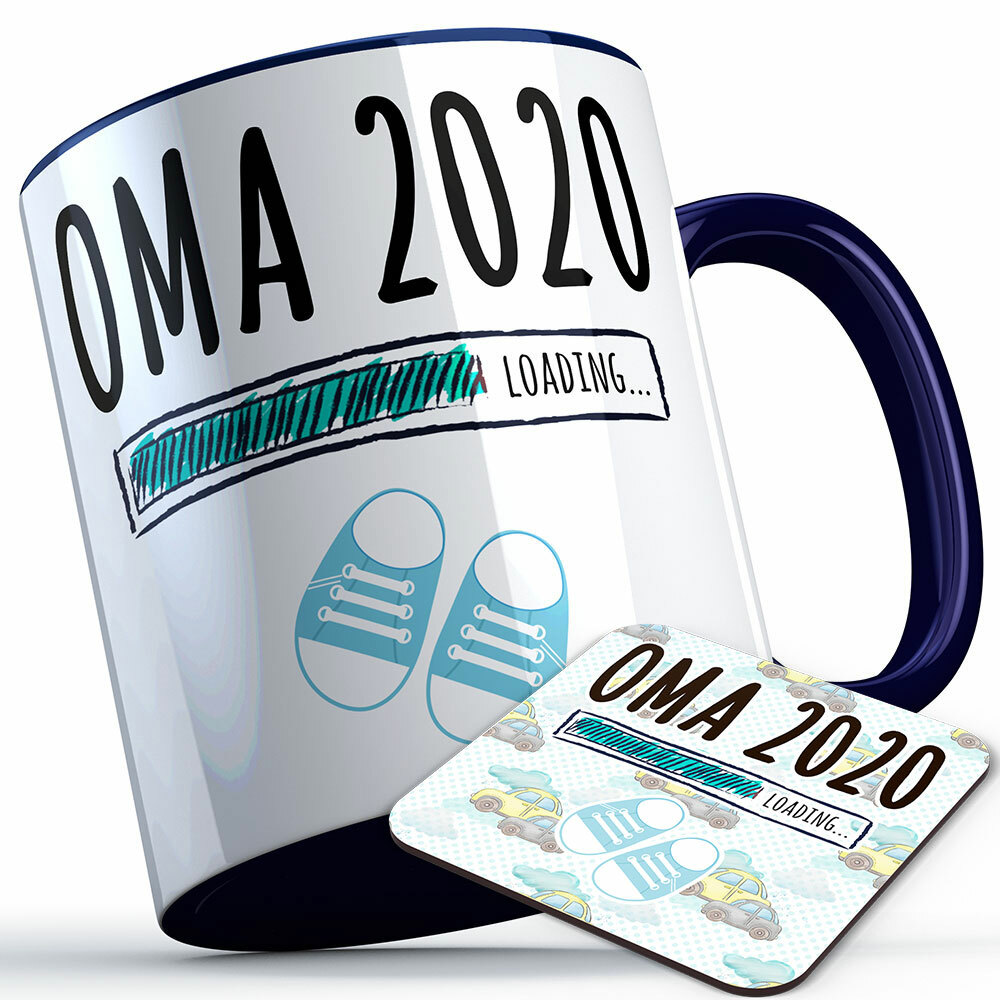 "Oma 2020 loading... (Junge)" Tasse inkl. passendem Untersetzer (4 Varianten)