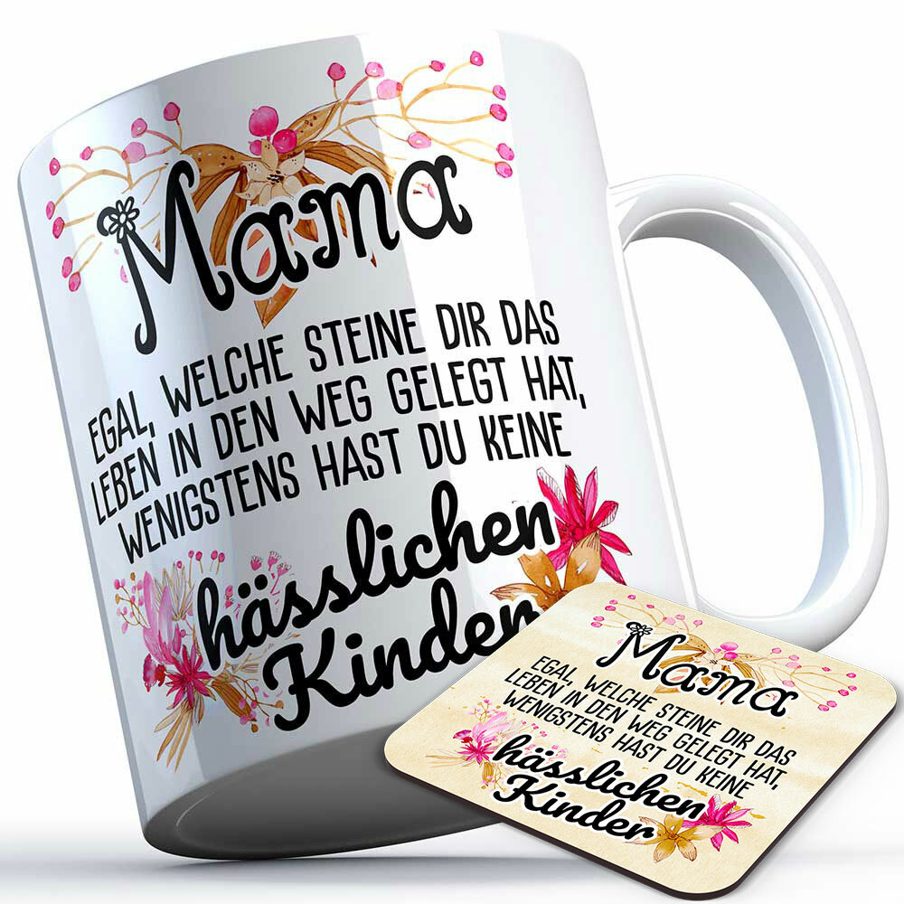 Mama egal welche Steine dir das Leben in den Weg gelegt hat... Tasse inkl. passendem Untersetzer lustige Sprüchetasse (5 Varianten)