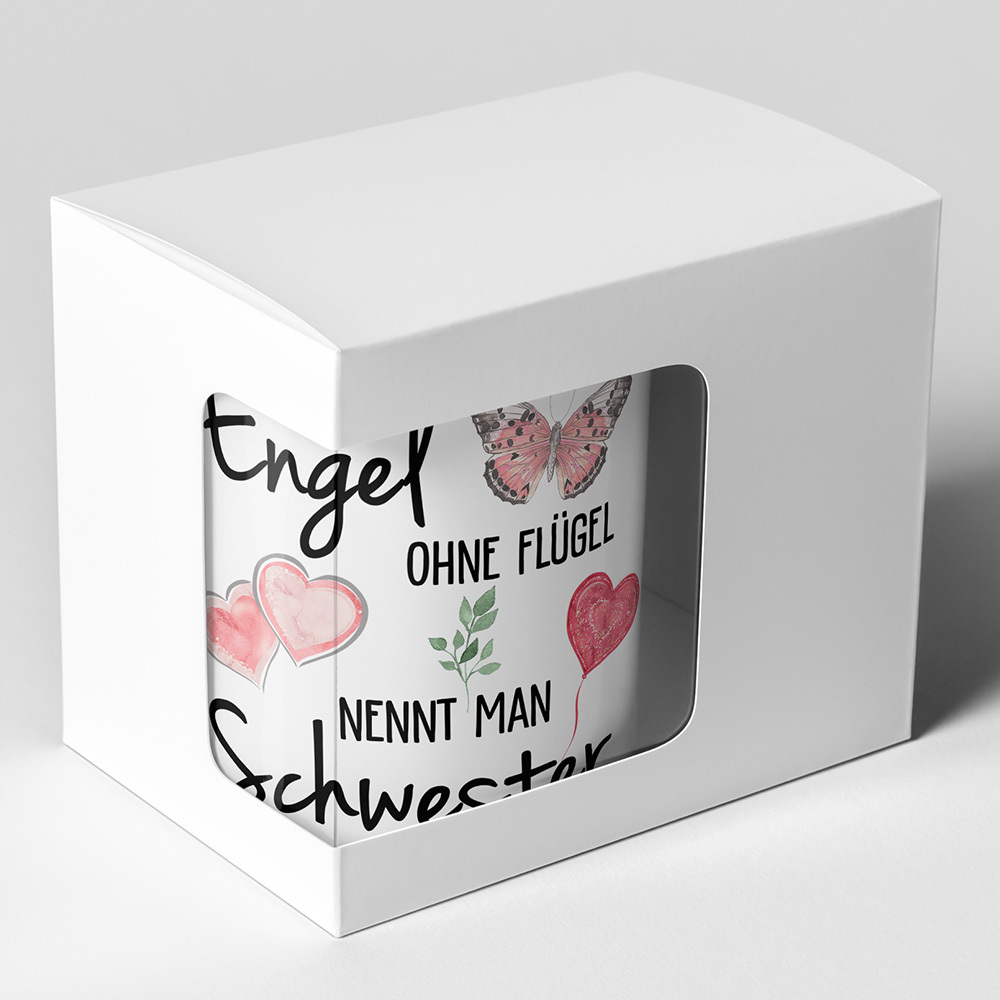 "Engel ohne Flügel nennt man Schwester" Tasse lustige Sprüchetasse (5 Varianten)
