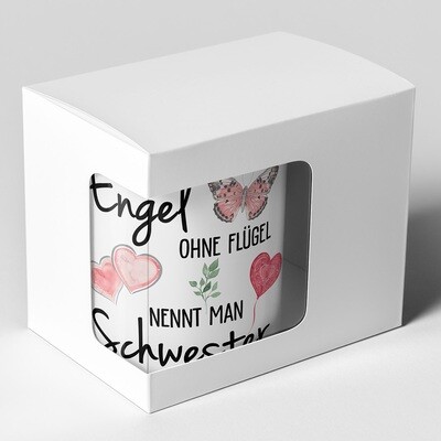 "Engel ohne Flügel nennt man Schwester" Tasse lustige Sprüchetasse (5 Varianten)