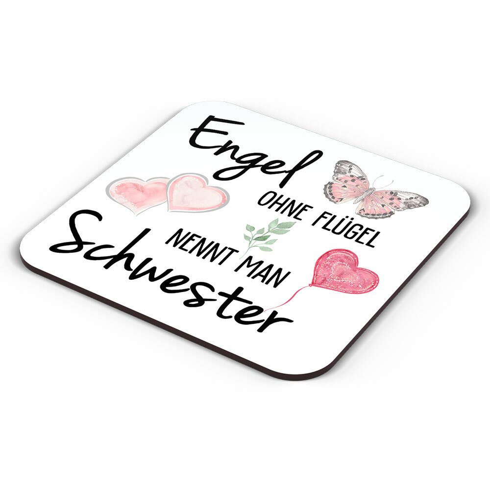 "Engel ohne Flügel nennt man Schwester" Tasse inkl. passendem Untersetzer (5 Varianten)