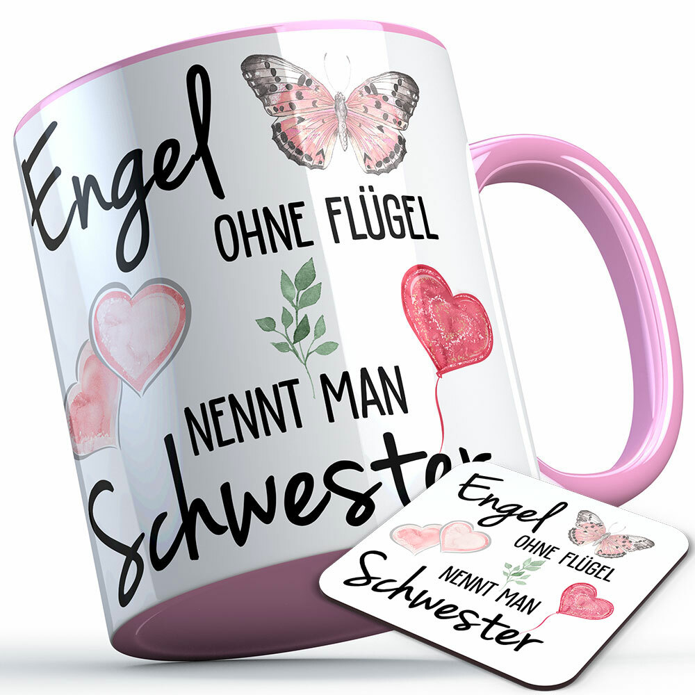 "Engel ohne Flügel nennt man Schwester" Tasse inkl. passendem Untersetzer (5 Varianten) 92198