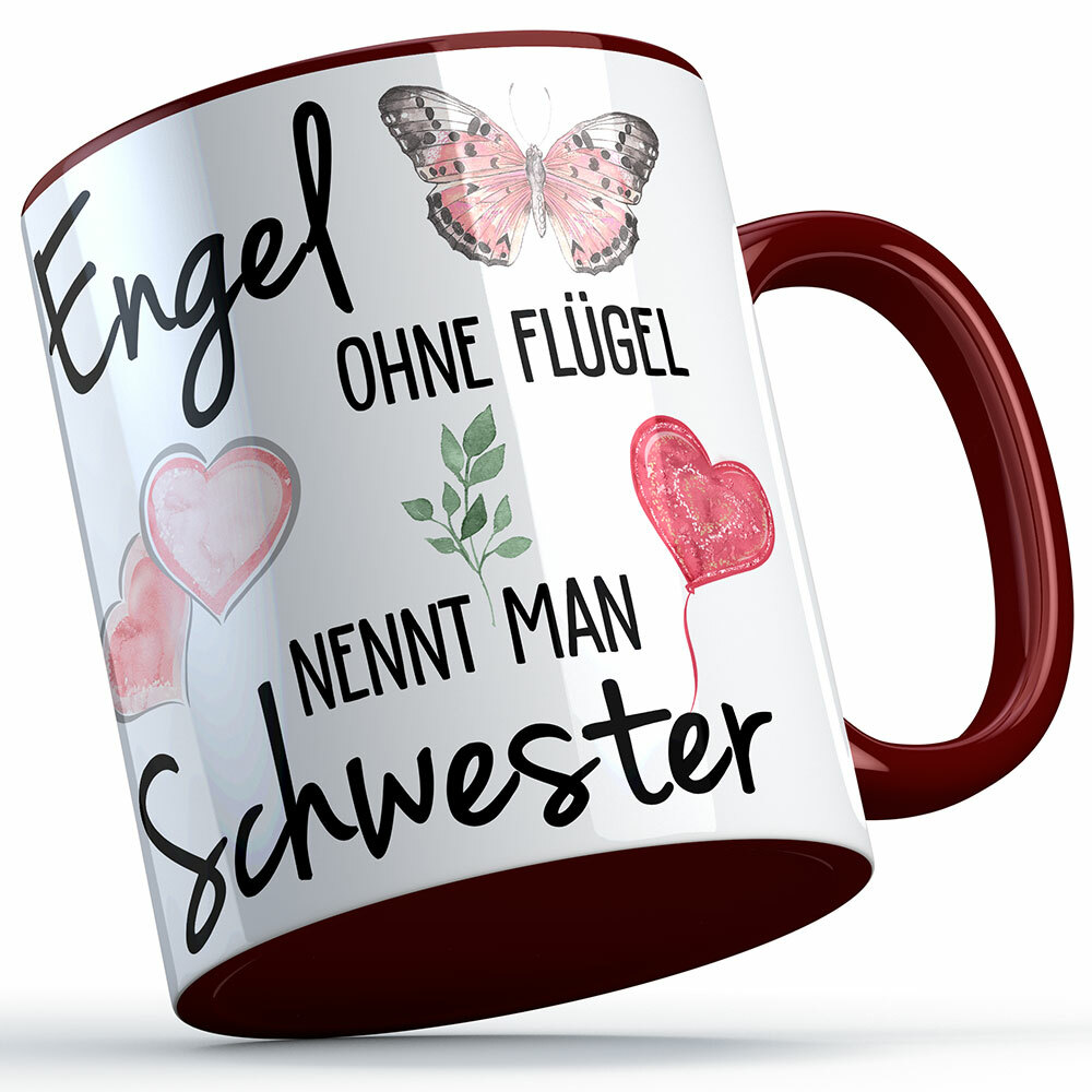 "Engel ohne Flügel nennt man Schwester" Tasse lustige Sprüchetasse (5 Varianten)