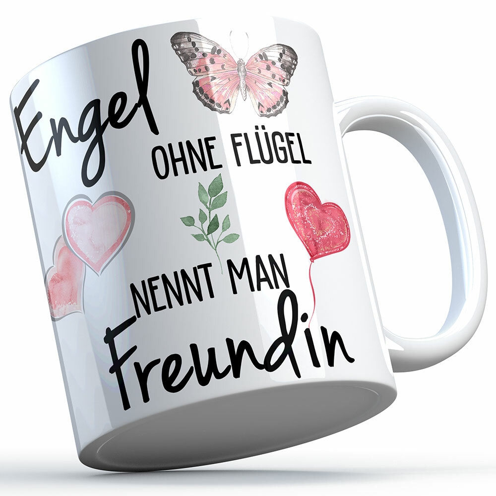 "Engel ohne Flügel nennt man Freundin" Tasse lustige Sprüchetasse (5 Varianten)
