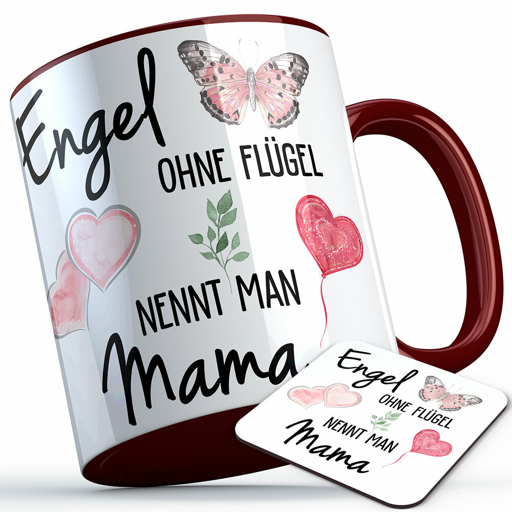 "Engel ohne Flügel nennt man Mama" Tasse inkl. passendem Untersetzer (5 Varianten) 92200
