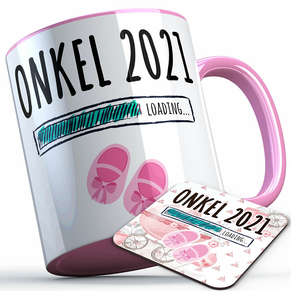 "Onkel 2021 loading... (Mädchen)" Tasse inkl. passendem Untersetzer (5 Varianten)