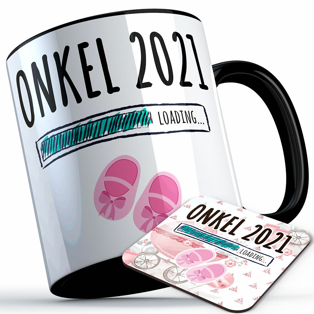 "Onkel 2021 loading... (Mädchen)" Tasse inkl. passendem Untersetzer (5 Varianten)