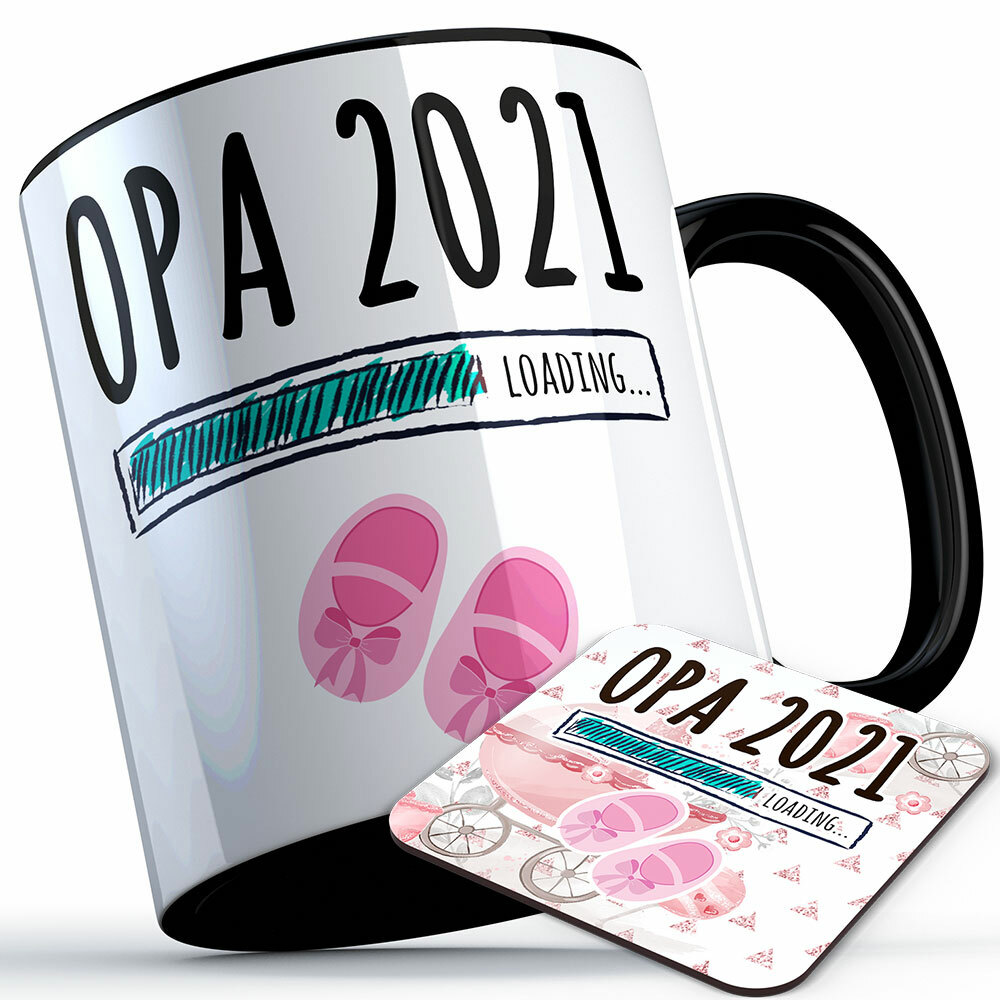 "Opa 2021 loading... (Mädchen)" Tasse inkl. passendem Untersetzer (5 Varianten) 92208