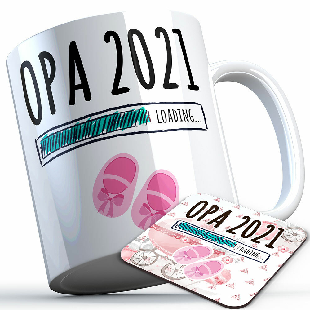 "Opa 2021 loading... (Mädchen)" Tasse inkl. passendem Untersetzer (5 Varianten)