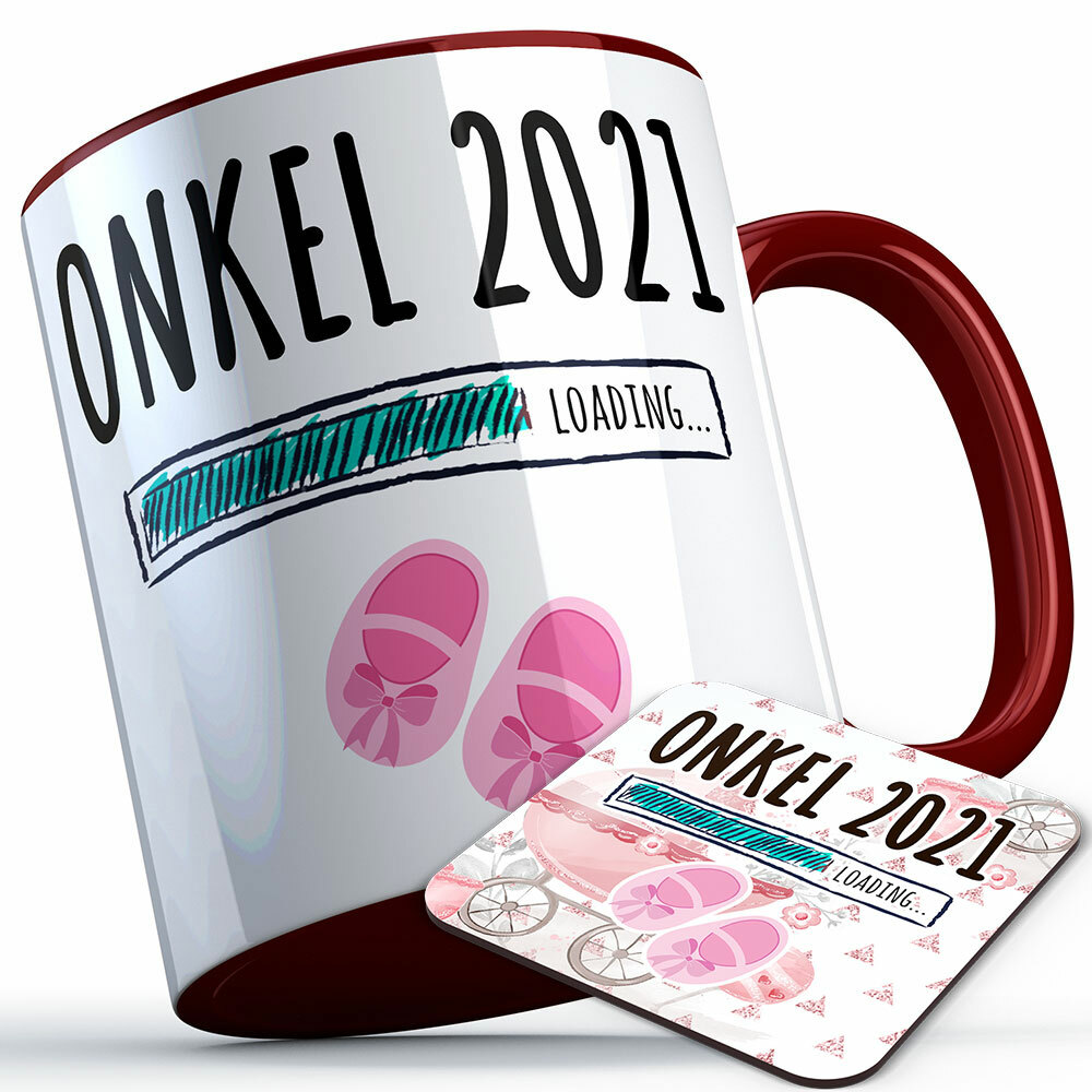 "Onkel 2021 loading... (Mädchen)" Tasse inkl. passendem Untersetzer (5 Varianten)
